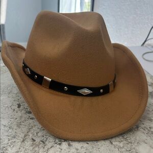 SHEIN Tan Cowboy Hat with Black Band